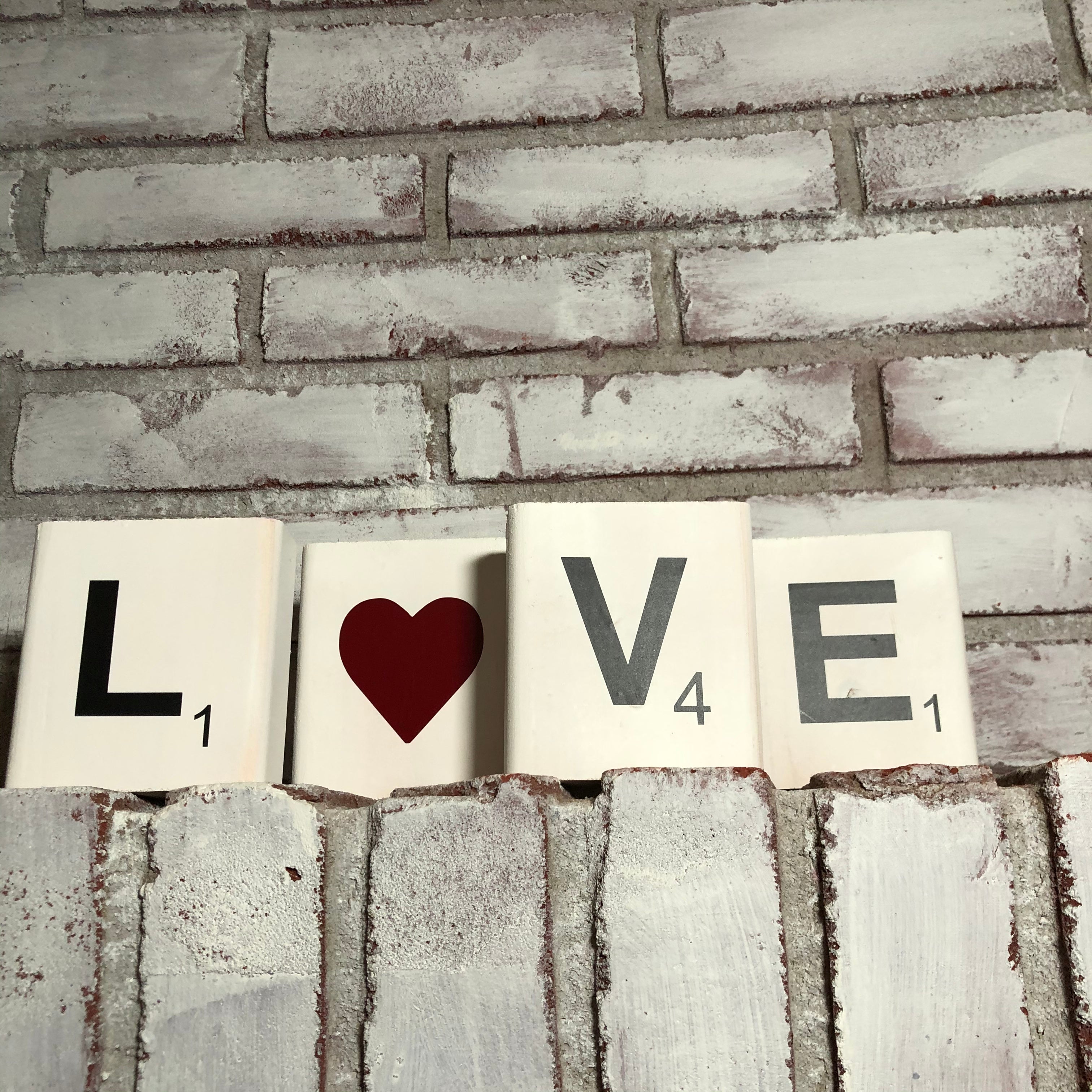 4 Piece Wooden Scrabble LOVE Set-Valentine’s Day - An Elegant Expression, LLC