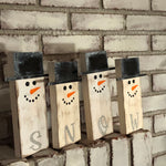 4 piece Wooden Primitive Rustic SNOWMAN Set - An Elegant Expression, LLC