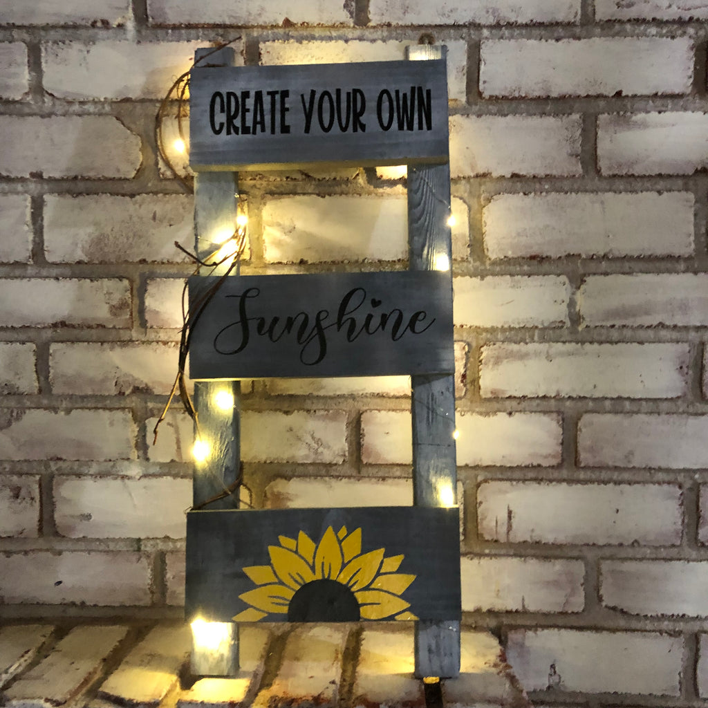 Create Your Own Sunshine Lighted Wooden Ladder - An Elegant Expression, LLC
