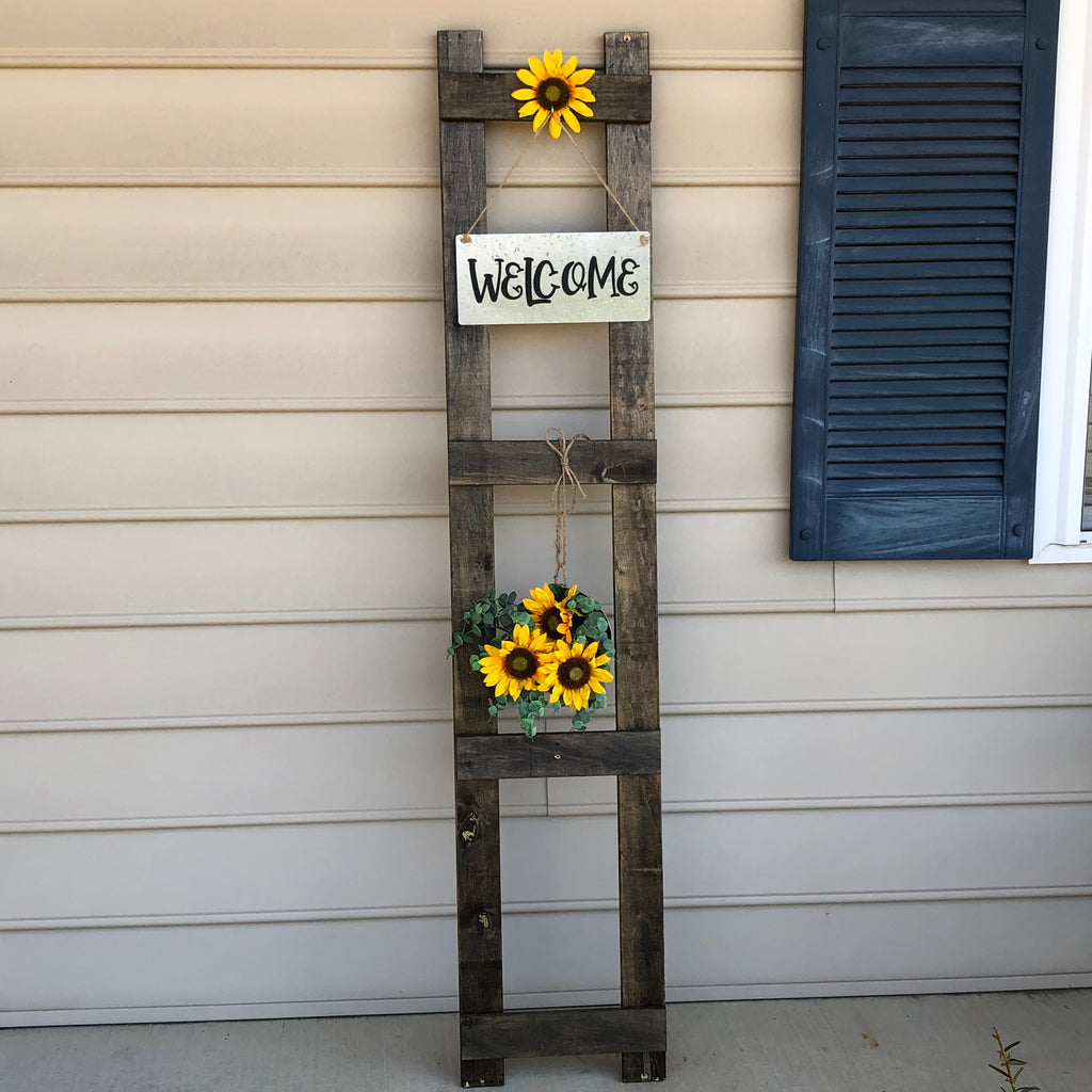 5ft Sunflower Welcome Ladder- Mother’s Day-Outdoor Decor - An Elegant Expression, LLC
