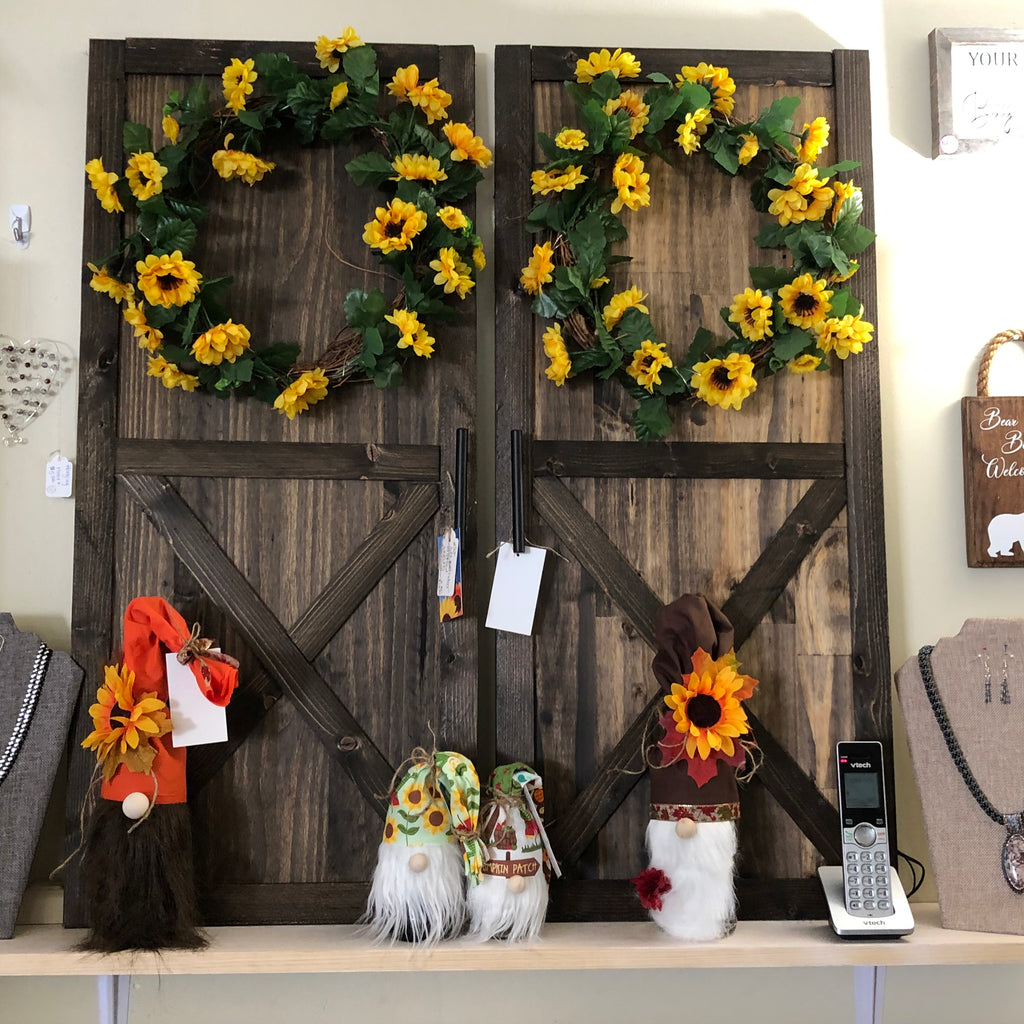 3 ft Wooden Barn Door(s) with Lighted Wreath - An Elegant Expression, LLC