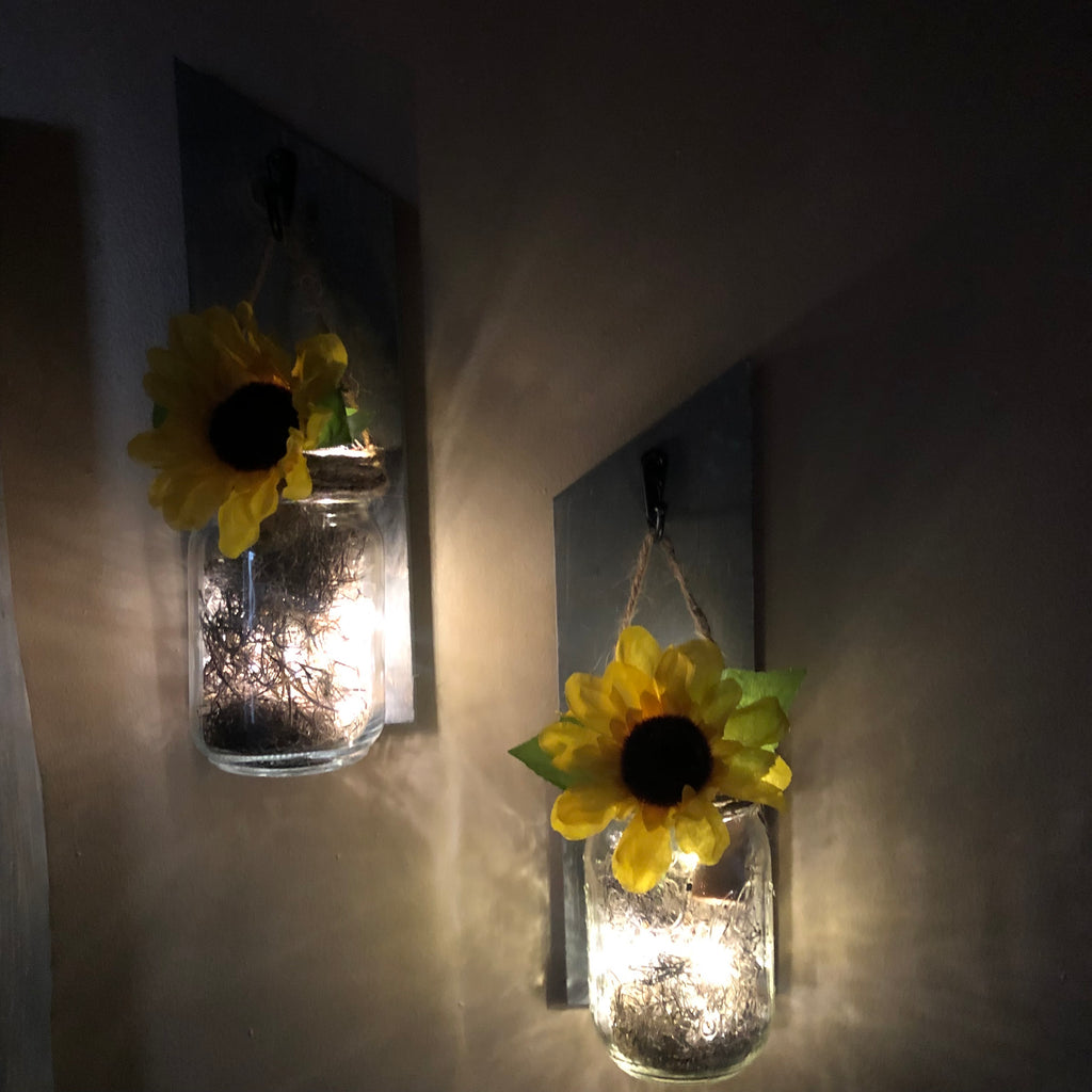 Lighted Sunflower Hanging Wall Sconces (set of 2) - An Elegant Expression, LLC