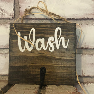 Wash Fold Dry Laundry Plaques with hooks (set of 3) - An Elegant Expression, LLC