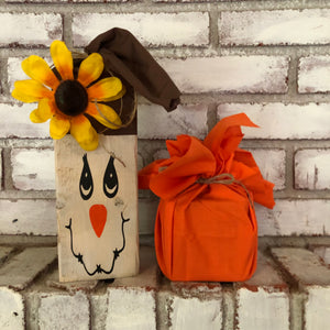 Wooden Scarecrow and Pumpkin Fall/Halloween Set - An Elegant Expression, LLC