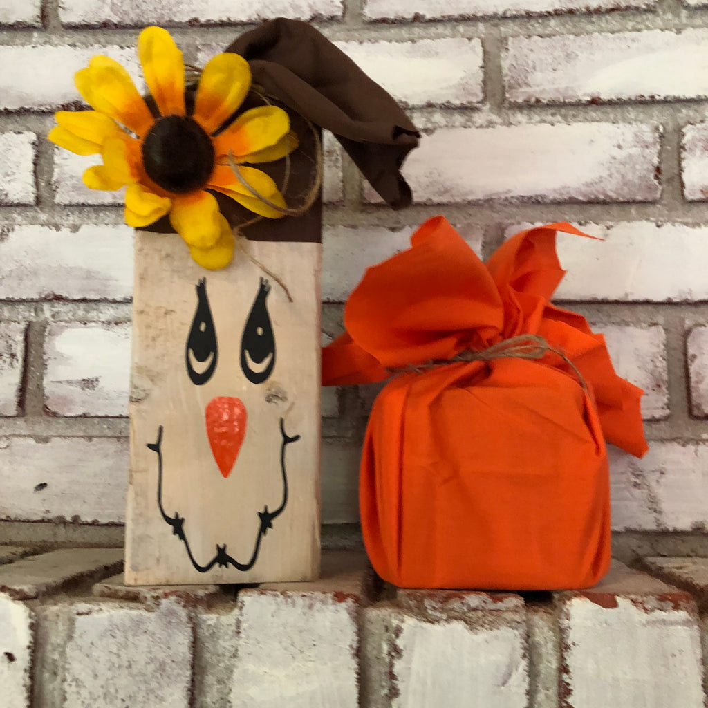 Wooden Scarecrow and Pumpkin Fall/Halloween Set - An Elegant Expression, LLC