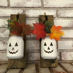 Halloween/Fall Lighted Pumpkin Wall Sconce (Set of 2) or Replacement Jars - An Elegant Expression, LLC