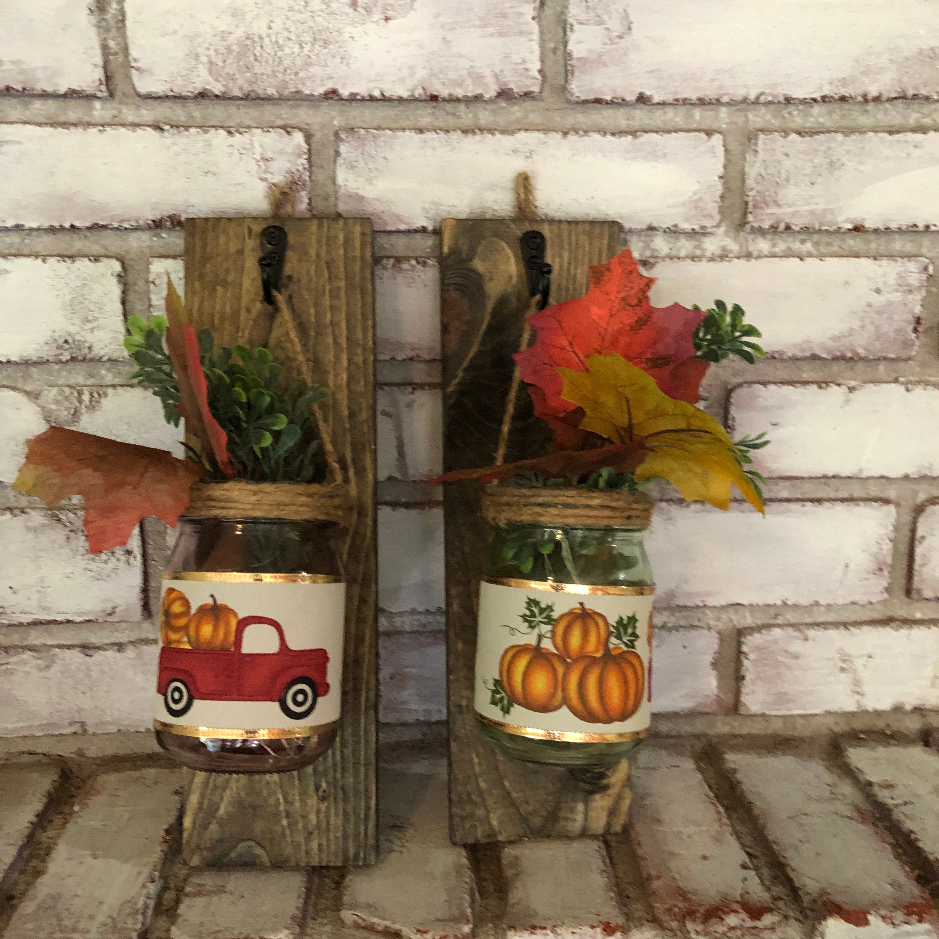 Red Truck Fall/Pumpkin Sconce (set of 2) or Replacement Jars - An Elegant Expression, LLC