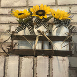 White Washed Sunflower Mason Jar Set - An Elegant Expression, LLC