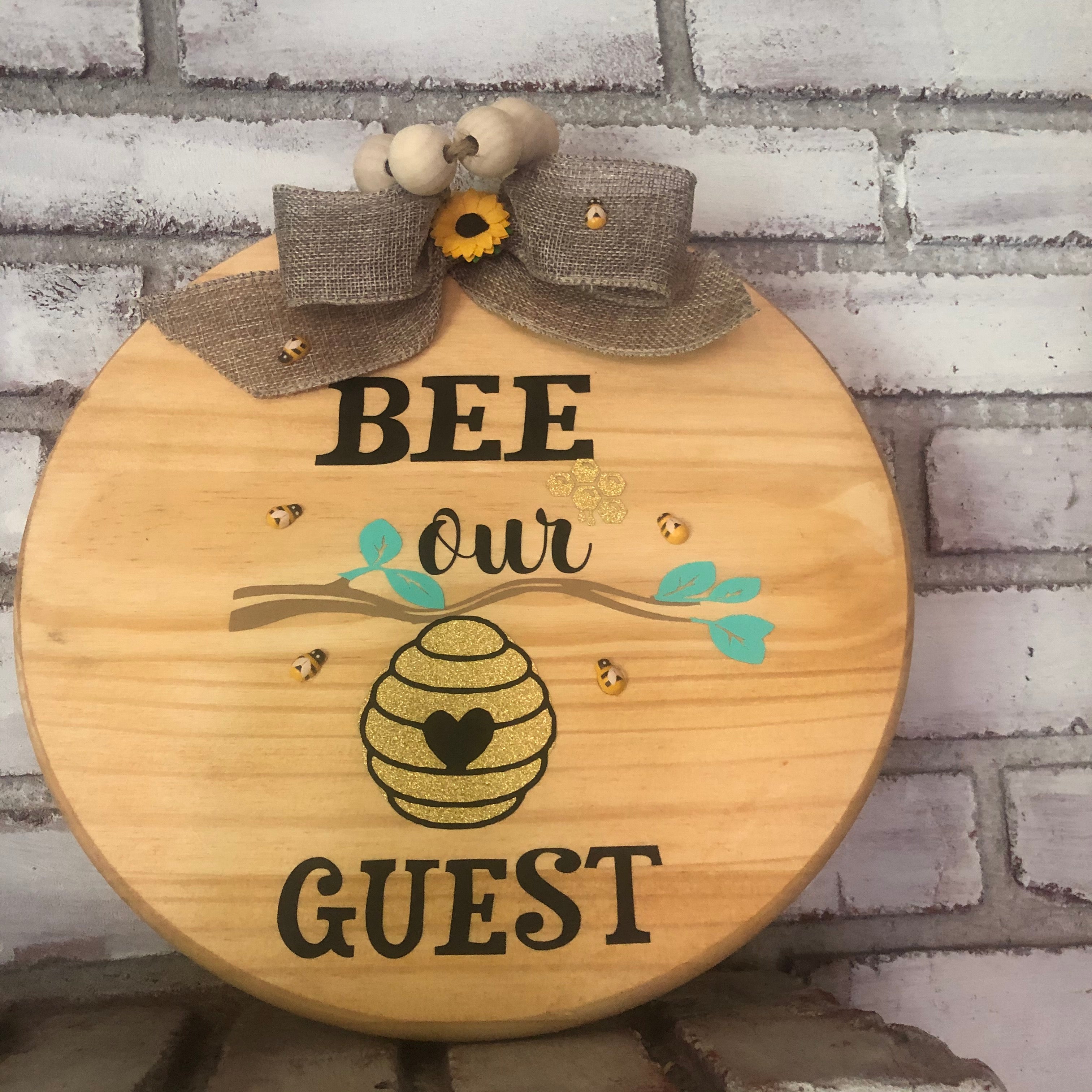 BEE our Guest Wooden Front Door Plaque - An Elegant Expression, LLC