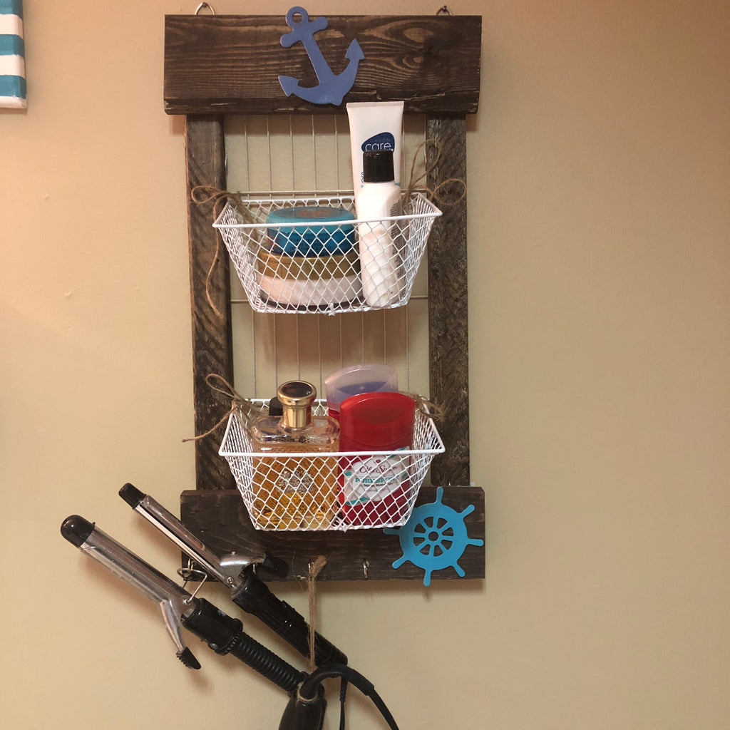 Nautical Bathroom Basket Organizer - An Elegant Expression, LLC