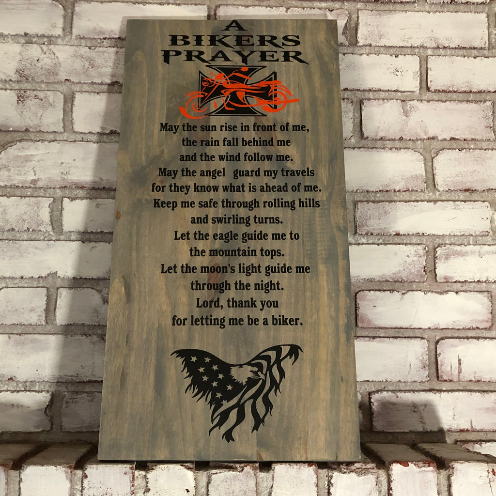 White Washed A BIKERS PRAYER- Motorcycle Hanging Wall Plaque - An Elegant Expression, LLC
