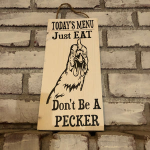 Today's Menu Rooster Wooden Plaque - An Elegant Expression, LLC