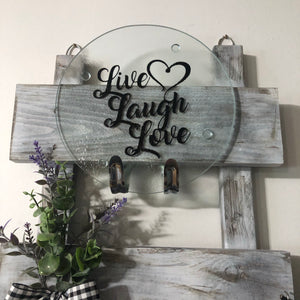 White Washed Live Laugh Love Kitchen Ladder - An Elegant Expression, LLC